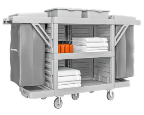 [ترولي خدمة غرف  ٣ مستويات ٢ حقيبة ١٢٠ لتر]  ترولي خدمة غرف  ٣ مستويات ٢ حقيبة ١٢٠ لتر الماني