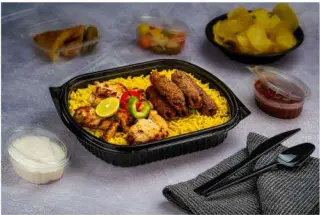 [علبة وجبات 2 عين بالغطاء الاهرام] A- Microwave 2 Part with Cover