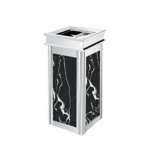 Stainless steel ashtray bin Silver and black