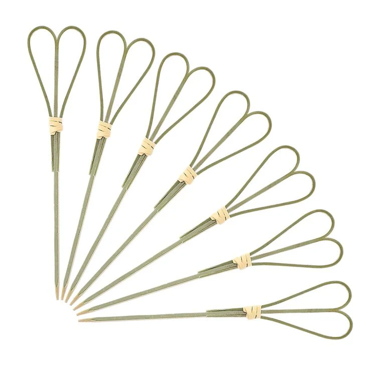 [خلة ديكوريشن بشكل قلب اخضر  15 سم (MTS)] MTS Bamboo Heart shape picks 15cm Green