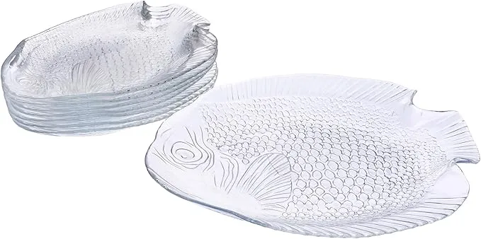 Fish plate glass Set of 6