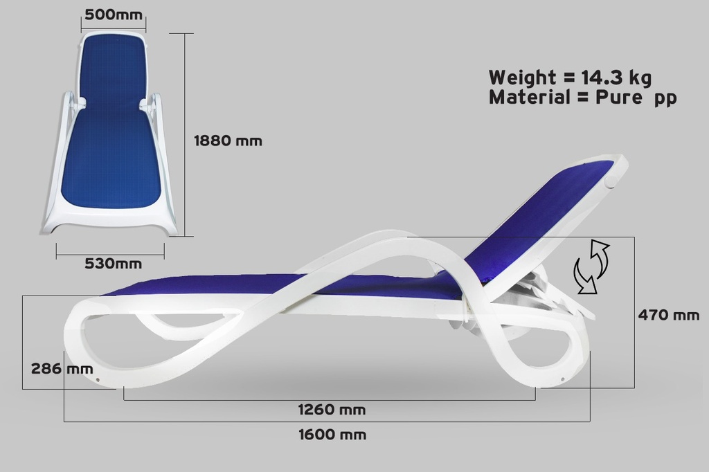 [كرسي شاطئ شيزلونج ازرق اللون] Beach Chair Shezlong  شيزلونج  (Blue)