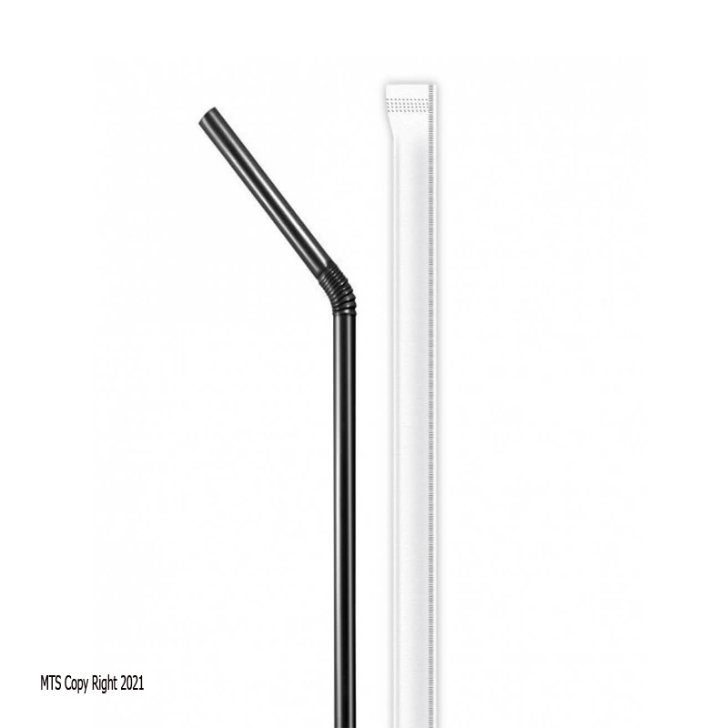 [باكت شاليموه سوستة أسود 8 ملم مغلف - 1000 قطعة] Straw Sosta Black 8 mm Wrapped - Pack of 1000