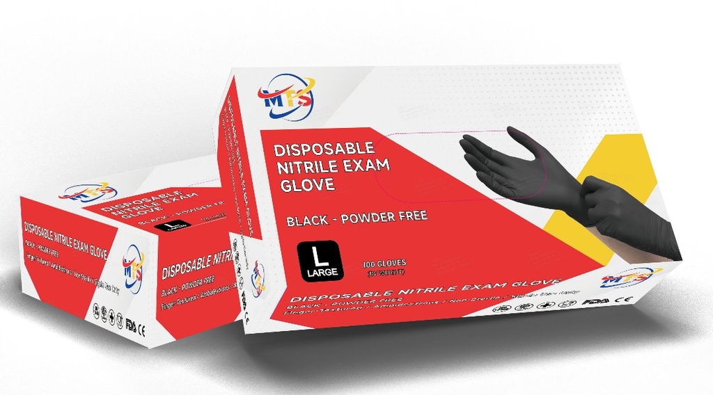 [جوانتي طبي اسود  MTS مقاس لارج] MTS Black Disposable Nitrile Gloves (L)