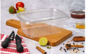 [علبة مربعة مفصلية بلاستيك 250 جم بالغطاء (حكيم)] Hinged Square Container 250 gm with Lid