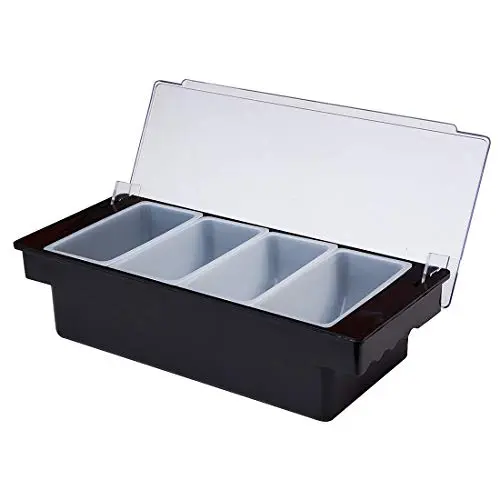 [4-COMPT. CONDIMENT HOLDER, BLACK علبة توابل 4 علبة] JIWINS Food and Beverage  CONDIMENT HOLDER JW-B4B